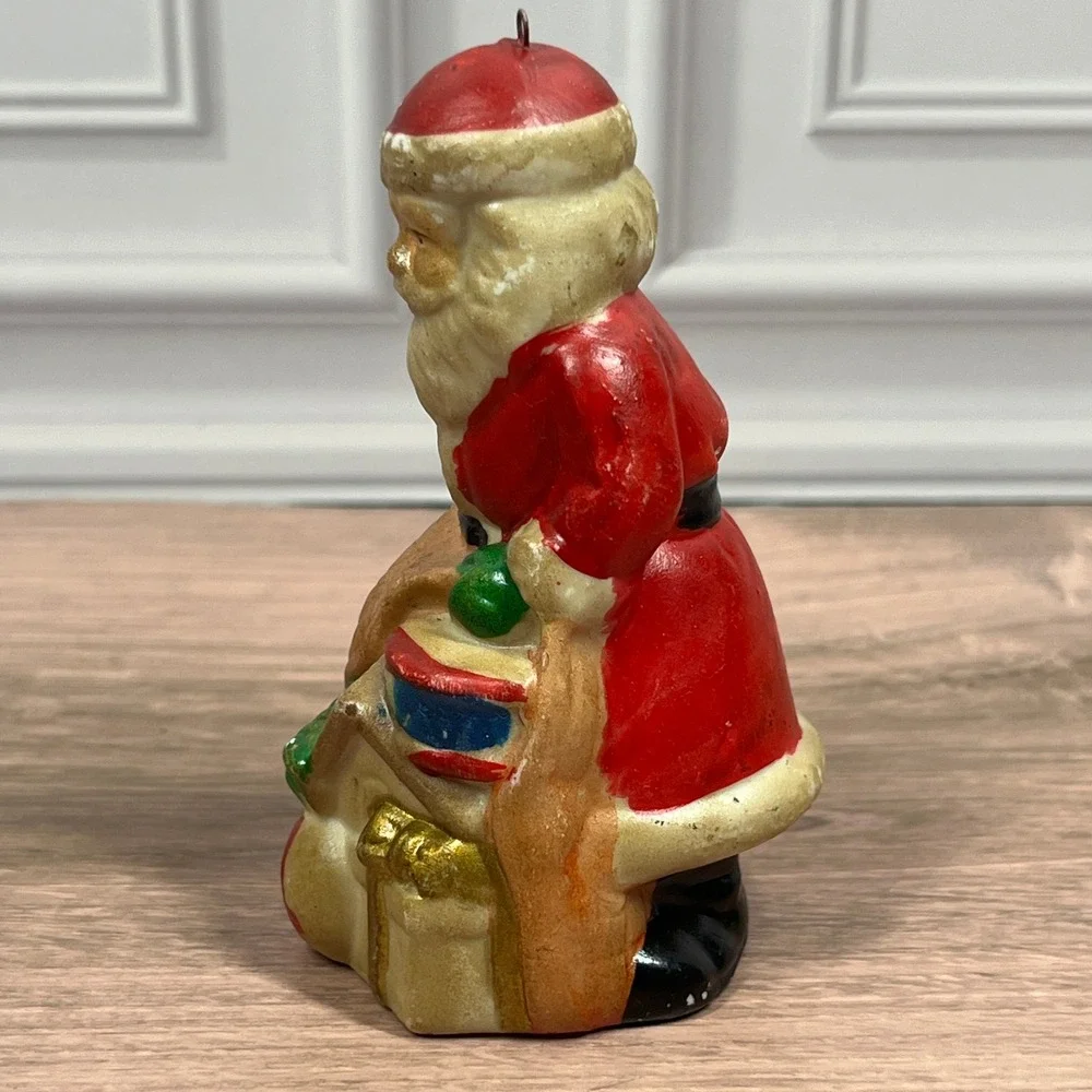 Vintage R.O.C Santa Claus Figurine Set 3 Ceramic Christmas Ornaments Taiwan